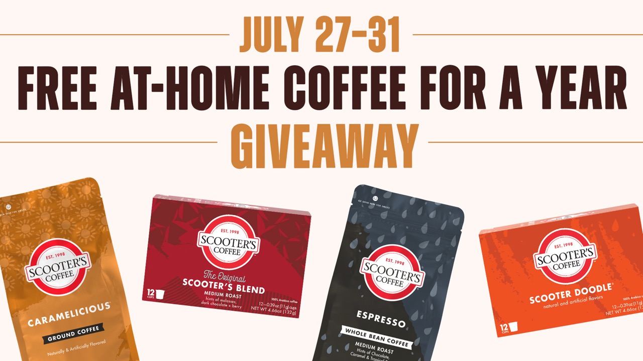 スクーターズ・コーヒー®で1年分の自宅用コーヒーが当たるキャンペーンに応募しよう（Enter to Win At-Home Coffee for a Year from Scooter's Coffee®）